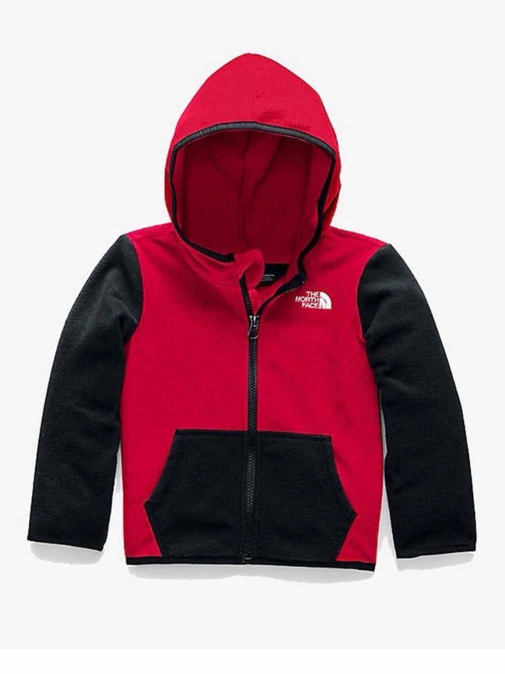 Boy’s👦🏻THE NORTH FACE Red & Black Glacier Full-Zip Hoodie Sz 12-18M